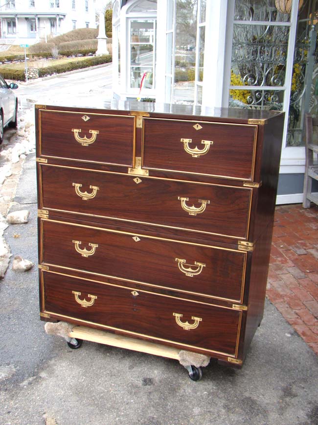 A RARE early 19th c. Rosewood Two-part CAMPAIGN Chest of Drawers circa 1810-1825 — image 2